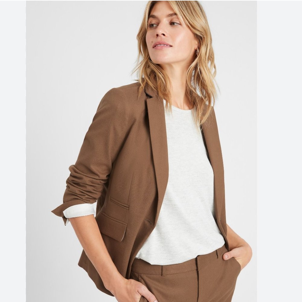 NWOT BANANA REPUBLIC MACHINE WASHABLE CAMEL ONE-BUTTON CUTE BLAZER